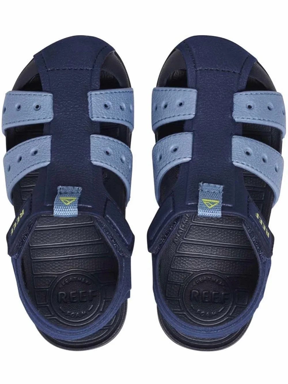 NWOT Reef Kids Navy and Light Blue Water Fisherman Closed-Toe Sport Sandals